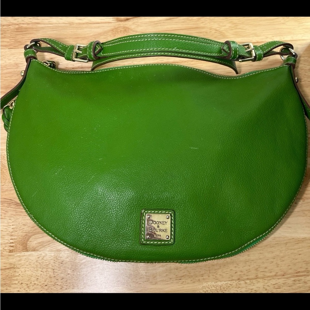 Vintage Dooney & Bourke Signature Luna Green Satchel Handbag - Picture 5 of 12